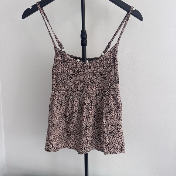 URBAN Romantics Tops - Urban Romantics Leopard Print Smocked Tank Top Womens Sz L Black Boho‎